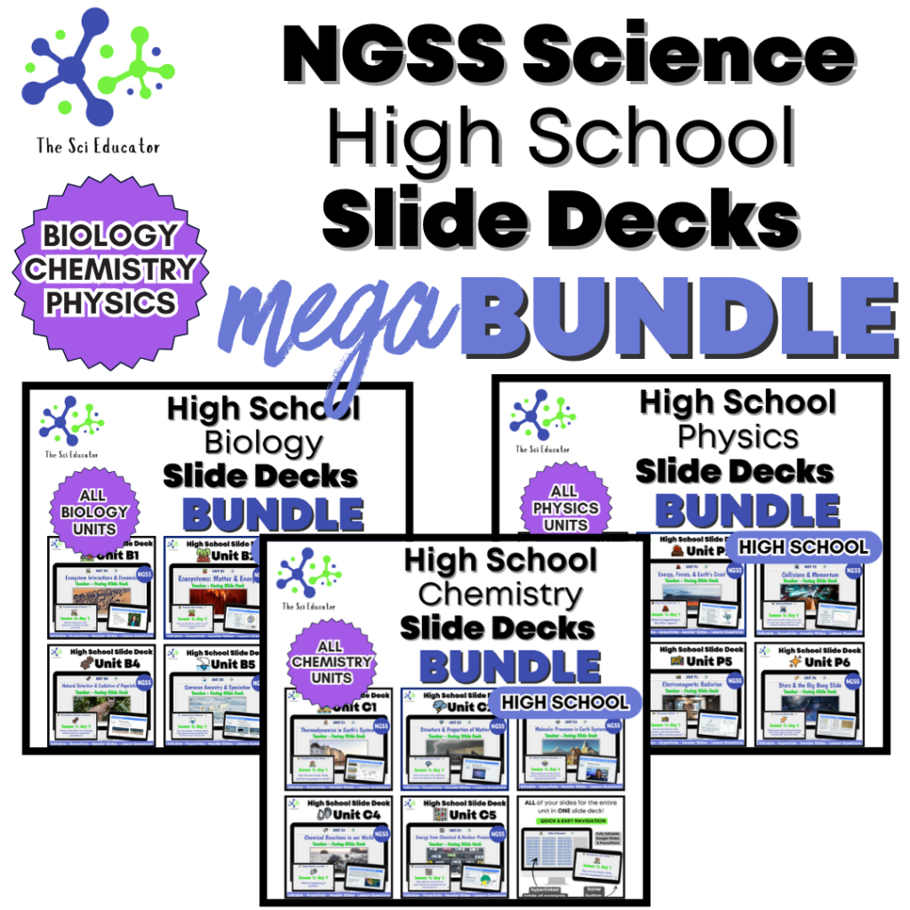 High School Biology, Physics & Chemistry Slide Decks Mega Bundle
